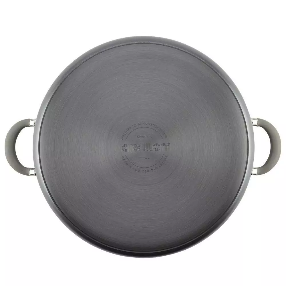 Elementum 7.5 qt. Hard-Anodized Aluminum Nonstick Stock Pot in Oyster Gray with Glass Lid by Circulon 5 Elementum 7.5 qt. Hard-Anodized Aluminum Nonstick Stock Pot in Oyster Gray with Glass Lid by Circulon - Image 3