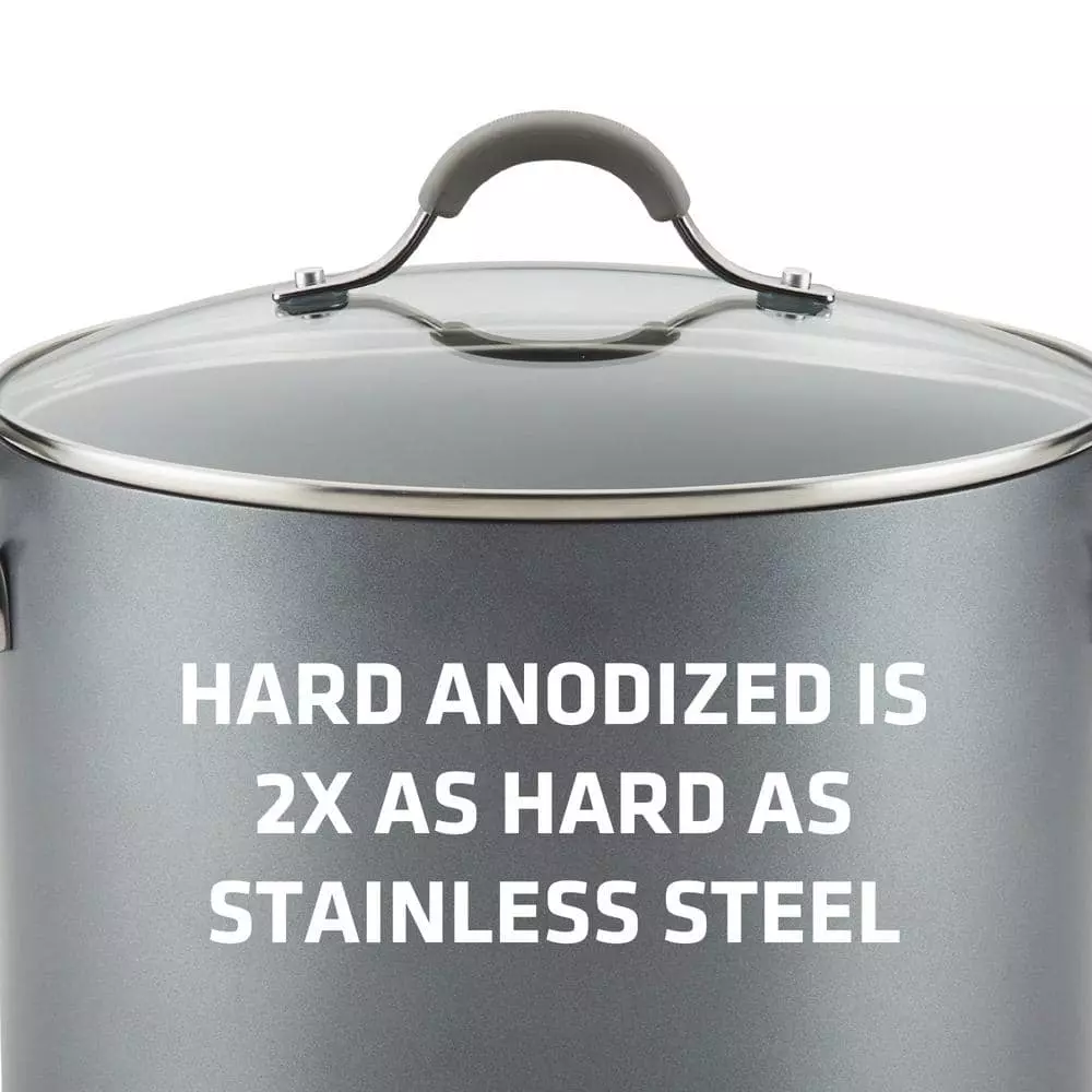 Elementum 7.5 qt. Hard-Anodized Aluminum Nonstick Stock Pot in Oyster Gray with Glass Lid by Circulon 7 Elementum 7.5 qt. Hard-Anodized Aluminum Nonstick Stock Pot in Oyster Gray with Glass Lid by Circulon - Image 5