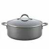 Elementum 7.5 qt. Hard-Anodized Aluminum Nonstick Stock Pot in Oyster Gray with Glass Lid by Circulon -Cookware Sales Shop circulon stock pots 84569 64 1000