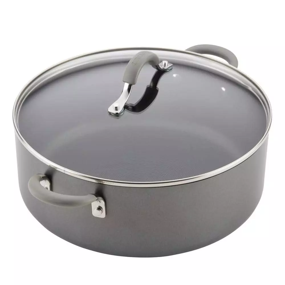 Elementum 7.5 qt. Hard-Anodized Aluminum Nonstick Stock Pot in Oyster Gray with Glass Lid by Circulon 10 Elementum 7.5 qt. Hard-Anodized Aluminum Nonstick Stock Pot in Oyster Gray with Glass Lid by Circulon - Image 8
