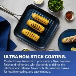 Classic Blue 10.5 in. Aluminum Ultra-Durable Non-Stick Diamond Infused Grill Pan by GRANITESTONE 13 Classic Blue 10.5 in. Aluminum Ultra-Durable Non-Stick Diamond Infused Grill Pan by GRANITESTONE -Cookware Sales Shop classic blue granitestone grill pans 7029 4f 1000