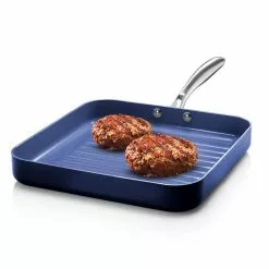 Classic Blue 10.5 in. Aluminum Ultra-Durable Non-Stick Diamond Infused Grill Pan by GRANITESTONE