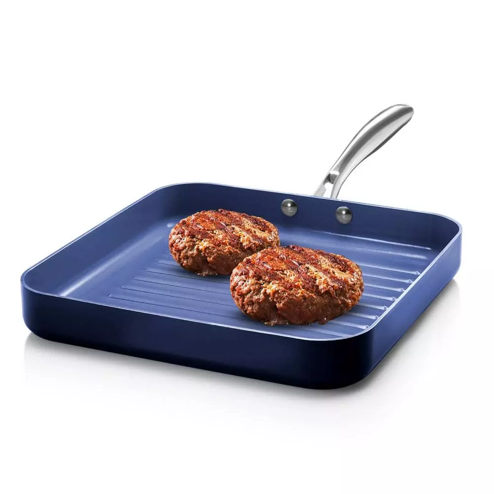 Classic Blue 10.5 in. Aluminum Ultra-Durable Non-Stick Diamond Infused Grill Pan by GRANITESTONE 3 Classic Blue 10.5 in. Aluminum Ultra-Durable Non-Stick Diamond Infused Grill Pan by GRANITESTONE