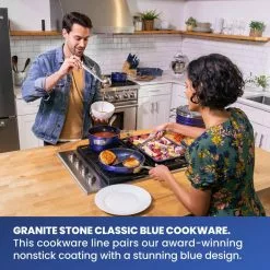 Classic Blue 10-Piece Aluminum Ultra-Durable Non-Stick Diamond Infused Cookware Set with Glass Lids by GRANITESTONE 15 Classic Blue 10-Piece Aluminum Ultra-Durable Non-Stick Diamond Infused Cookware Set with Glass Lids by GRANITESTONE -Cookware Sales Shop classic blue granitestone pot pan sets 7036 fa 1000