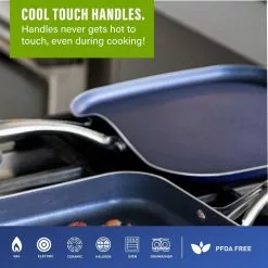 Classic Blue 10.5 in. Aluminum Ultra-Durable Non-Stick Diamond Infused Griddle Pan by GRANITESTONE -Cookware Sales Shop classic blue granitestone skillets 7030 31 1000