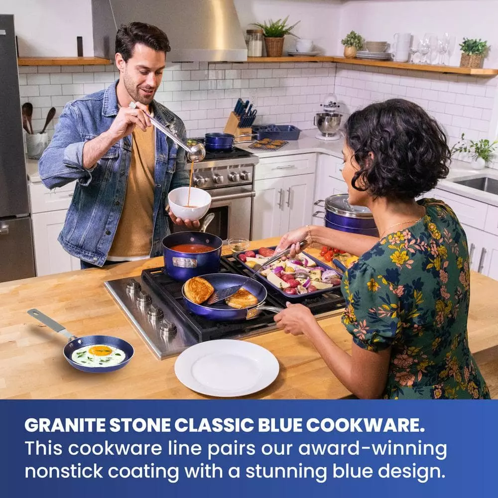 Classic Blue 5.5 in. Aluminum Non-Stick Diamond Infused Mini Fry Pan by GRANITESTONE 8 Classic Blue 5.5 in. Aluminum Non-Stick Diamond Infused Mini Fry Pan by GRANITESTONE - Image 6