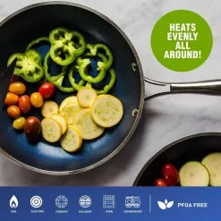 Classic Blue 12 in. Aluminum Ultra-Durable Non-Stick Diamond Infused Round Fry Pan by GRANITESTONE -Cookware Sales Shop classic blue granitestone skillets 7071 31 1000