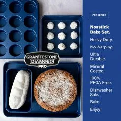 Pro Classic Blue 5-Piece Titanium and Diamond Infused Non-Stick Bakeware Set by GRANITESTONE -Cookware Sales Shop classic blue granitestone skillets 7202 4f 1000