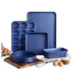 Pro Classic Blue 5-Piece Titanium and Diamond Infused Non-Stick Bakeware Set by GRANITESTONE