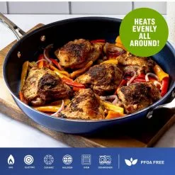 Classic Blue 14 in. Aluminum Ultra-Durable Diamond Infused Family Skillet with Glass Lid and Helper Handle by GRANITESTONE 17 Classic Blue 14 in. Aluminum Ultra-Durable Diamond Infused Family Skillet with Glass Lid and Helper Handle by GRANITESTONE -Cookware Sales Shop classic blue granitestone skillets 7325 31 1000