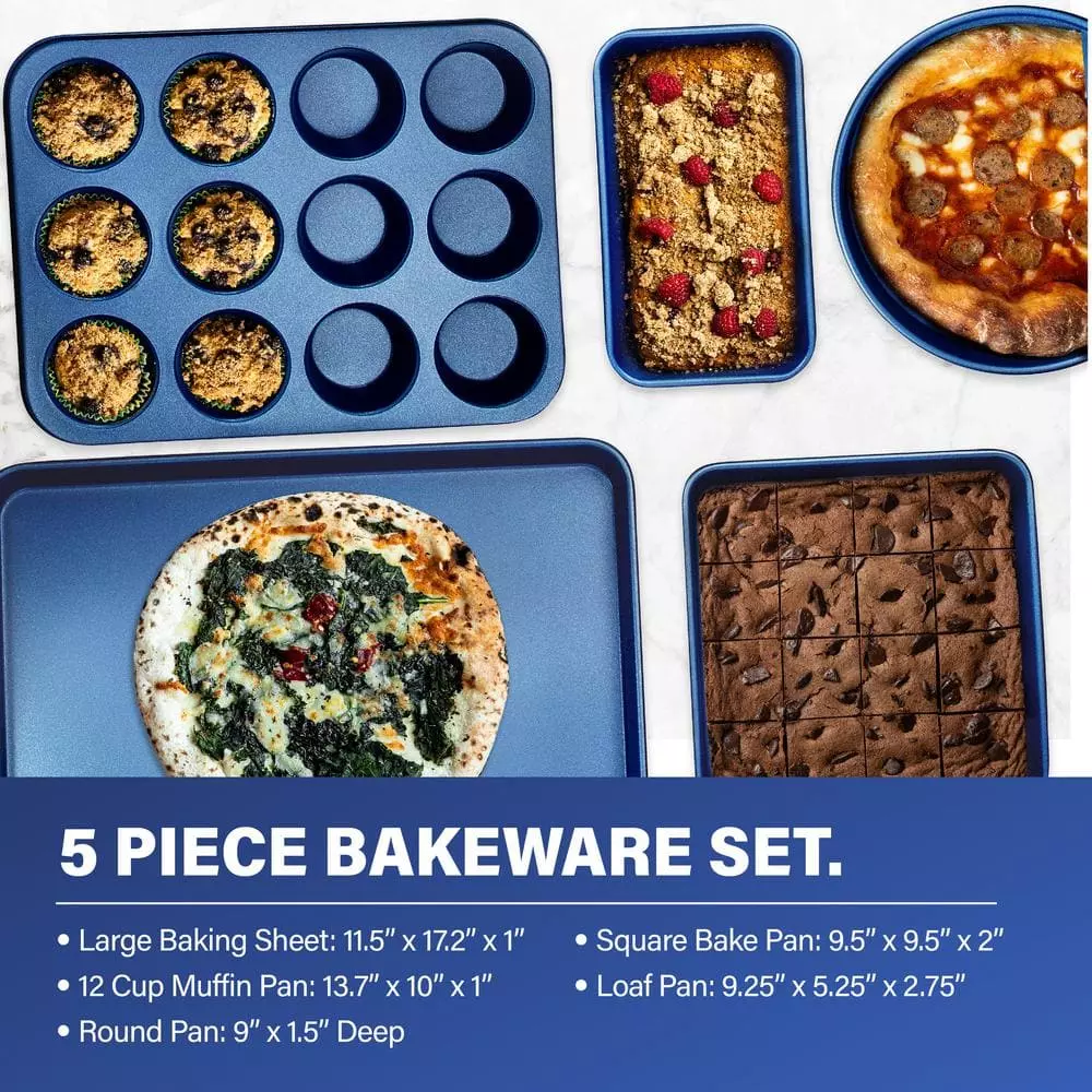 Classic Blue 15-Piece Aluminum Ultra-Durable Non-Stick Diamond Infused Cookware and Bakeware Set by GRANITESTONE 6 Classic Blue 15-Piece Aluminum Ultra-Durable Non-Stick Diamond Infused Cookware and Bakeware Set by GRANITESTONE - Image 4