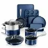 Classic Blue 15-Piece Aluminum Ultra-Durable Non-Stick Diamond Infused Cookware and Bakeware Set by GRANITESTONE -Cookware Sales Shop classic blue pot pan sets 7522 64 1000