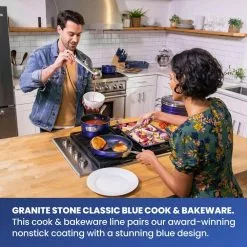 Classic Blue 15-Piece Aluminum Ultra-Durable Non-Stick Diamond Infused Cookware and Bakeware Set by GRANITESTONE 16 Classic Blue 15-Piece Aluminum Ultra-Durable Non-Stick Diamond Infused Cookware and Bakeware Set by GRANITESTONE -Cookware Sales Shop classic blue pot pan sets 7522 76 1000