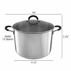 12 qt. Stamped Steel Stock Pot in Stainless Steel with Glass Lid by Classic Cuisine -Cookware Sales Shop classic cuisine stock pots hw031042 44 1000