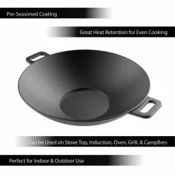 Cast Iron Wok with Handles by Classic Cuisine 10 Cast Iron Wok with Handles by Classic Cuisine -Cookware Sales Shop classic cuisine woks stir fry pans hw031086 4f 1000