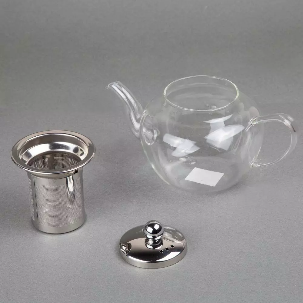 600 ml, 20 oz. (2.7 cup) Clear Glass Tea Pot with Stainless Steel Removable Lid and Infuser Basket by Creative Home 5 600 ml, 20 oz. (2.7 cup) Clear Glass Tea Pot with Stainless Steel Removable Lid and Infuser Basket by Creative Home - Image 3