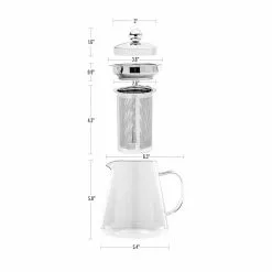 5-Cup Glass Tea Pot with Removable Stainless-Steel Infuser by OVENTE -Cookware Sales Shop clear ovente tea kettles fgf40t 76 1000