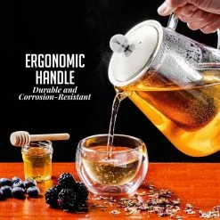 5-Cup Glass Tea Pot with Removable Stainless-Steel Infuser by OVENTE -Cookware Sales Shop clear ovente tea kettles fgf40t c3 1000