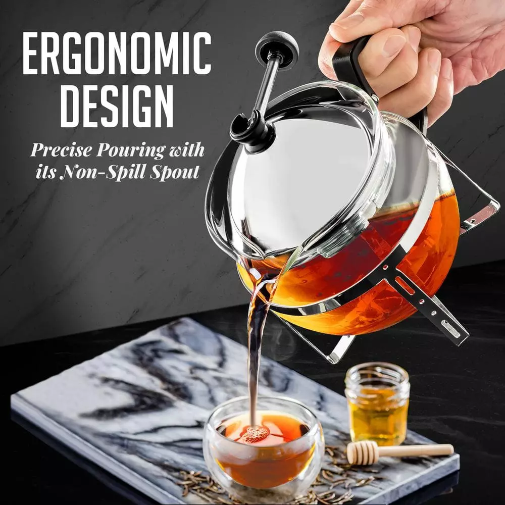 2-Cup Glass Tea Pot with Removable Stainless-Steel Infuser by OVENTE 5 2-Cup Glass Tea Pot with Removable Stainless-Steel Infuser by OVENTE - Image 3