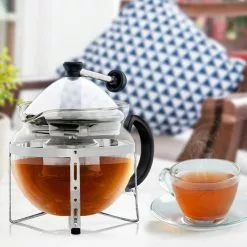 2-Cup Glass Tea Pot with Removable Stainless-Steel Infuser by OVENTE 15 2-Cup Glass Tea Pot with Removable Stainless-Steel Infuser by OVENTE -Cookware Sales Shop clear ovente tea kettles fgh17t 76 1000