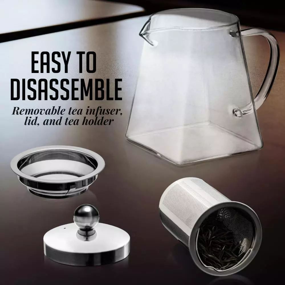 3-Cup Glass Tea Pot with Removable Stainless-Steel Infuser by OVENTE 6 3-Cup Glass Tea Pot with Removable Stainless-Steel Infuser by OVENTE - Image 4