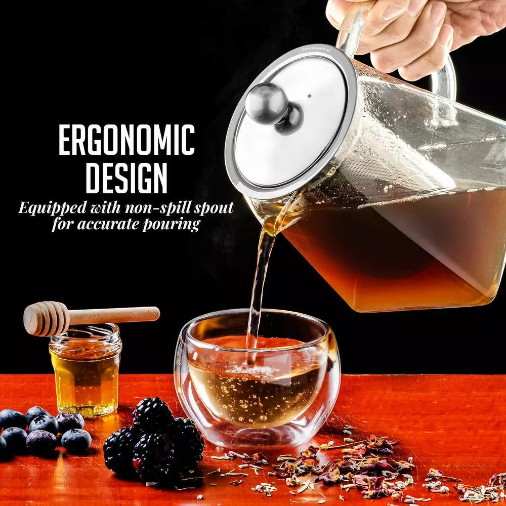 3-Cup Glass Tea Pot with Removable Stainless-Steel Infuser by OVENTE 7 3-Cup Glass Tea Pot with Removable Stainless-Steel Infuser by OVENTE - Image 5