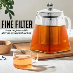 3-Cup Glass Tea Pot with Removable Stainless-Steel Infuser by OVENTE 15 3-Cup Glass Tea Pot with Removable Stainless-Steel Infuser by OVENTE -Cookware Sales Shop clear ovente tea kettles fgi27t fa 1000