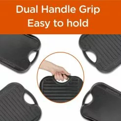 20.9 in. Pre-Seasoned Cast Iron Reversible Grill Griddle by Commercial CHEF -Cookware Sales Shop commercial chef griddles chflrgg5 44 1000