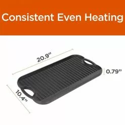 20.9 in. Pre-Seasoned Cast Iron Reversible Grill Griddle by Commercial CHEF -Cookware Sales Shop commercial chef griddles chflrgg5 76 1000