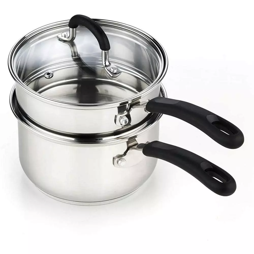 2 Quarts Stainless Steel Double Boiler, Silver by Cook N Home 3 2 Quarts Stainless Steel Double Boiler, Silver by Cook N Home