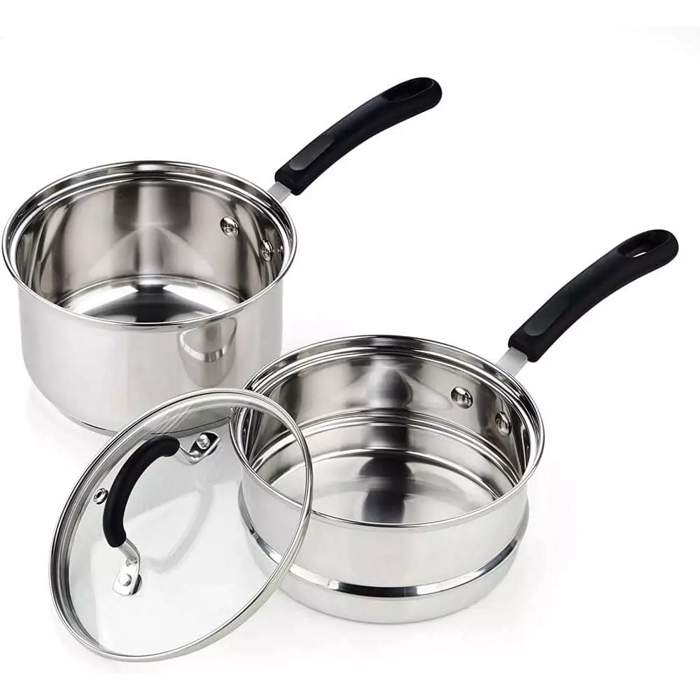 2 Quarts Stainless Steel Double Boiler, Silver by Cook N Home 4 2 Quarts Stainless Steel Double Boiler, Silver by Cook N Home - Image 2