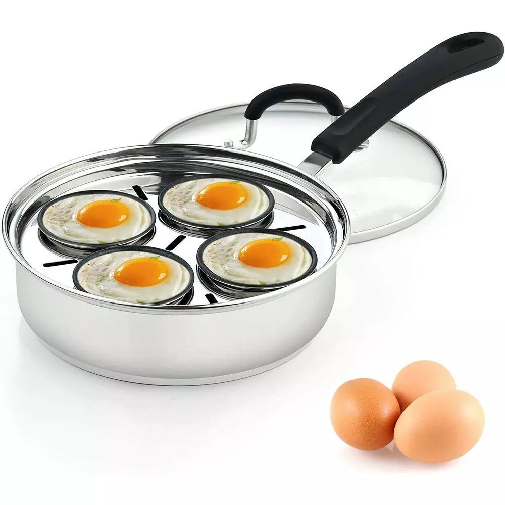 8" 4-Cup Stainless Steel Egg Poacher by Cook N Home 6 8" 4-Cup Stainless Steel Egg Poacher by Cook N Home - Image 4