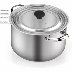 Stainless Steel Universal Lid with Glass Center Fits 8 in., 10.25 in., 11 in. and 12 in. by Cook N Home -Cookware Sales Shop cook n home pot lids 02670 31 1000