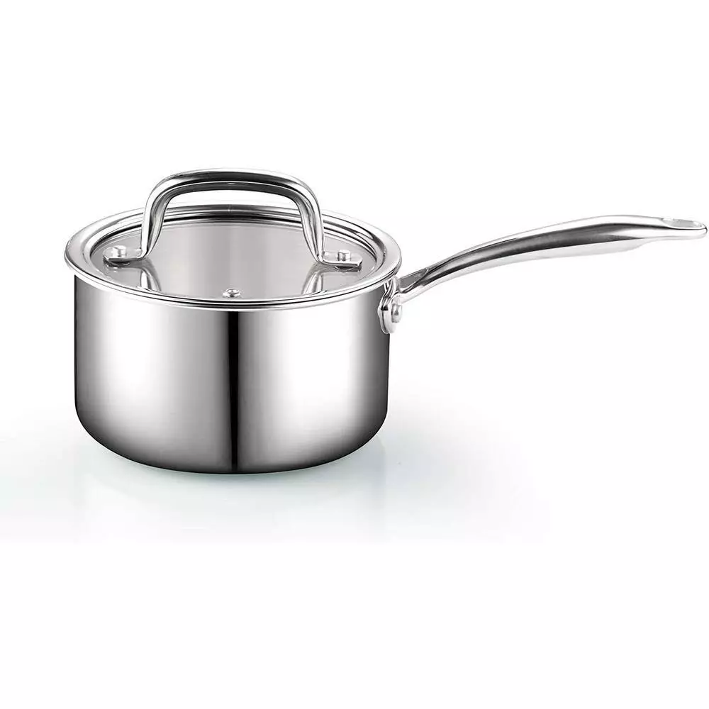 1.5 qt. Tri-Ply Clad Stainless Steel Sauce Pan with Lid in Silver by Cook N Home 6 1.5 qt. Tri-Ply Clad Stainless Steel Sauce Pan with Lid in Silver by Cook N Home - Image 4