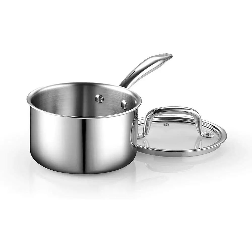 1.5 qt. Tri-Ply Clad Stainless Steel Sauce Pan with Lid in Silver by Cook N Home 5 1.5 qt. Tri-Ply Clad Stainless Steel Sauce Pan with Lid in Silver by Cook N Home - Image 3
