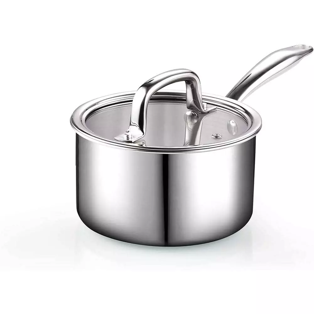 1.5 qt. Tri-Ply Clad Stainless Steel Sauce Pan with Lid in Silver by Cook N Home 3 1.5 qt. Tri-Ply Clad Stainless Steel Sauce Pan with Lid in Silver by Cook N Home