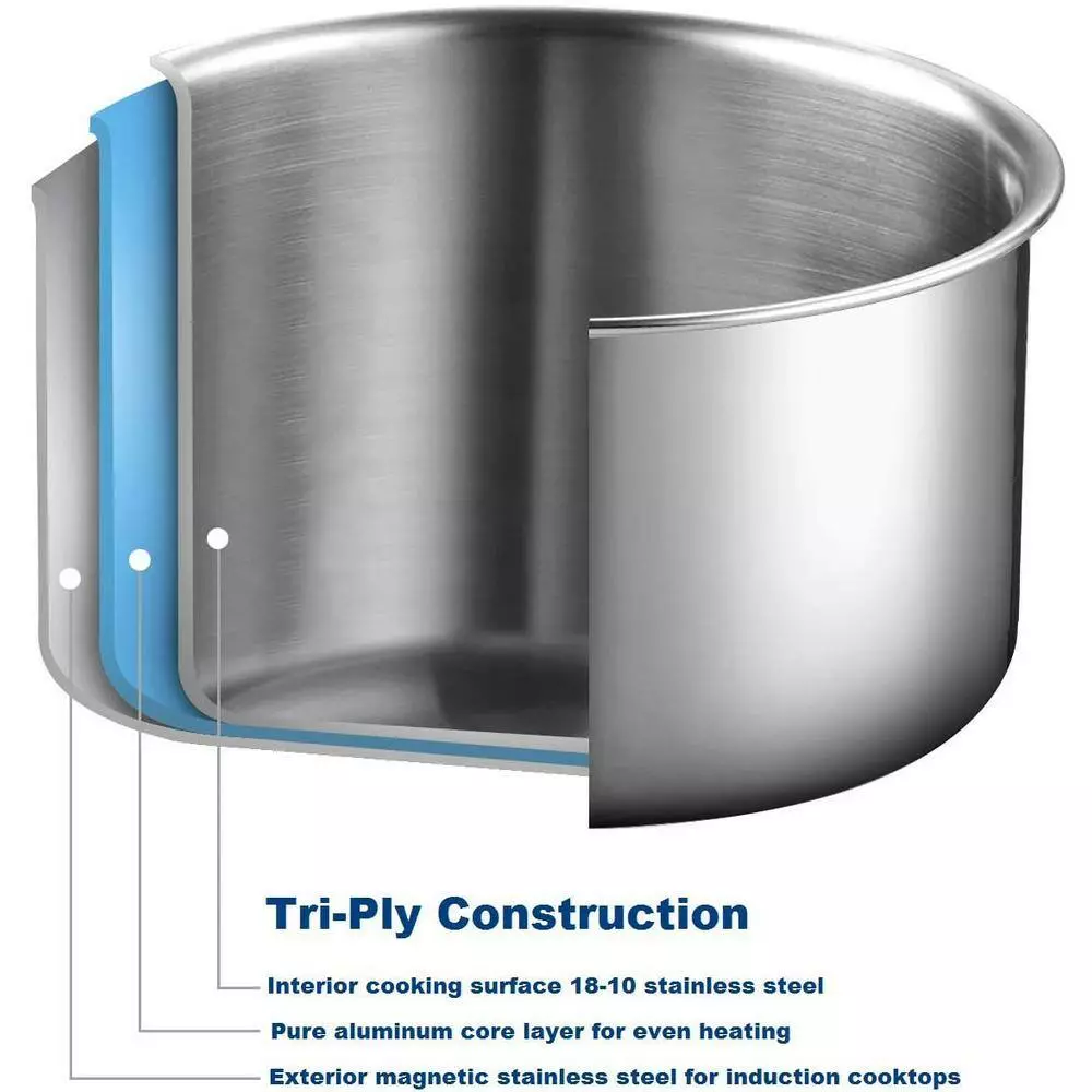 1.5 qt. Tri-Ply Clad Stainless Steel Sauce Pan with Lid in Silver by Cook N Home 4 1.5 qt. Tri-Ply Clad Stainless Steel Sauce Pan with Lid in Silver by Cook N Home - Image 2