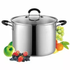 8 qt. Stainless Steel Stock Pot in Black and Stainless Steel with Glass Lid by Cook N Home -Cookware Sales Shop cook n home stock pots 02440 c3 1000
