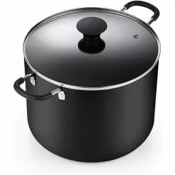 10.5 qt. Hard-Anodized Aluminum Nonstick Stock Pot in Black with Glass Lid by Cook N Home -Cookware Sales Shop cook n home stock pots 02657 1f 1000