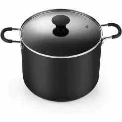 10.5 qt. Hard-Anodized Aluminum Nonstick Stock Pot in Black with Glass Lid by Cook N Home -Cookware Sales Shop cook n home stock pots 02657 4f 1000