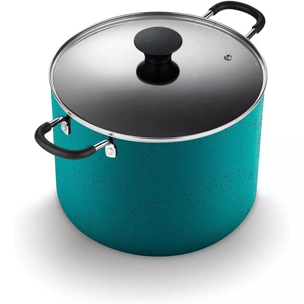 10. 5-qt. Aluminum Nonstick Stockpot, Turquoise by Cook N Home 6 10. 5-qt. Aluminum Nonstick Stockpot, Turquoise by Cook N Home - Image 4