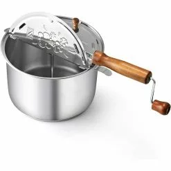 6 qt. Silver Stainless Steel Popcorn Popper by Cook N Home