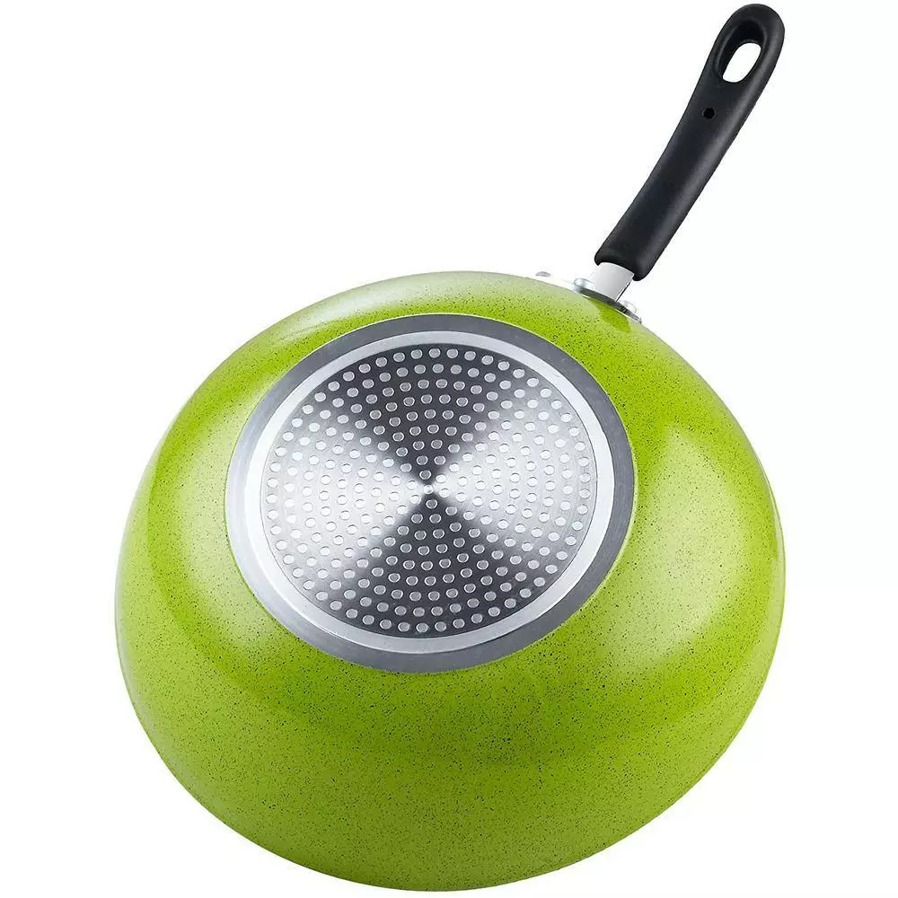 12-Inch Nonstick Aluminum Stir Fry Pan Wok, Green Marble Pattern by Cook N Home 6 12-Inch Nonstick Aluminum Stir Fry Pan Wok, Green Marble Pattern by Cook N Home - Image 4