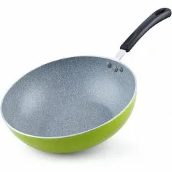 12-Inch Nonstick Aluminum Stir Fry Pan Wok, Green Marble Pattern by Cook N Home 8 12-Inch Nonstick Aluminum Stir Fry Pan Wok, Green Marble Pattern by Cook N Home -Cookware Sales Shop cook n home woks stir fry pans 02596 4f 1000