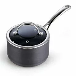 2 qt. Hard-Anodized Aluminum Nonstick Sauce Pan in Black with Glass Lid by Cooks Standard