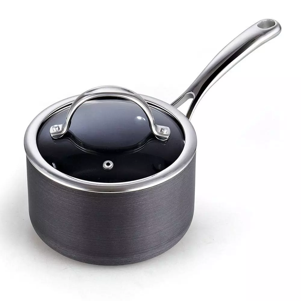 2 qt. Hard-Anodized Aluminum Nonstick Sauce Pan in Black with Glass Lid by Cooks Standard 3 2 qt. Hard-Anodized Aluminum Nonstick Sauce Pan in Black with Glass Lid by Cooks Standard