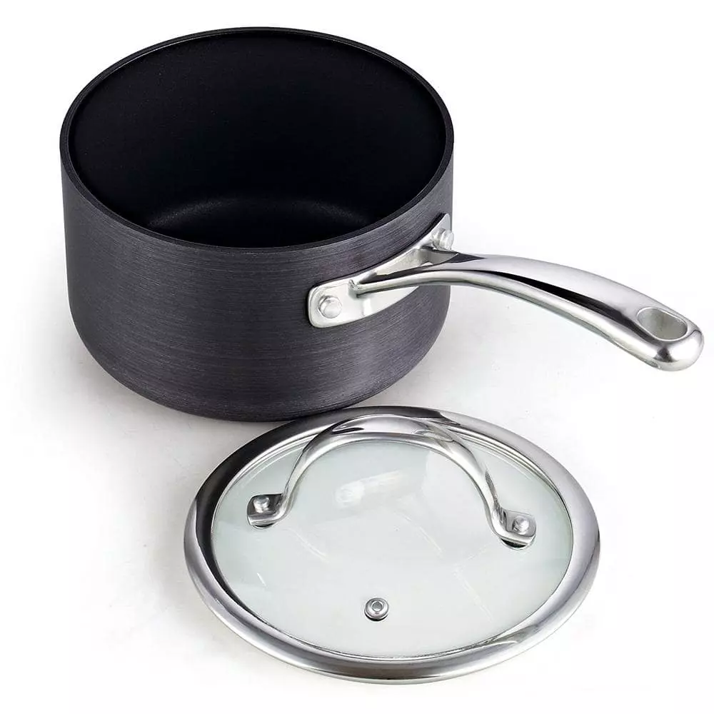 2 qt. Hard-Anodized Aluminum Nonstick Sauce Pan in Black with Glass Lid by Cooks Standard 4 2 qt. Hard-Anodized Aluminum Nonstick Sauce Pan in Black with Glass Lid by Cooks Standard - Image 2