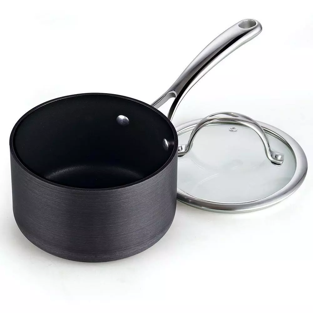2 qt. Hard-Anodized Aluminum Nonstick Sauce Pan in Black with Glass Lid by Cooks Standard 5 2 qt. Hard-Anodized Aluminum Nonstick Sauce Pan in Black with Glass Lid by Cooks Standard - Image 3