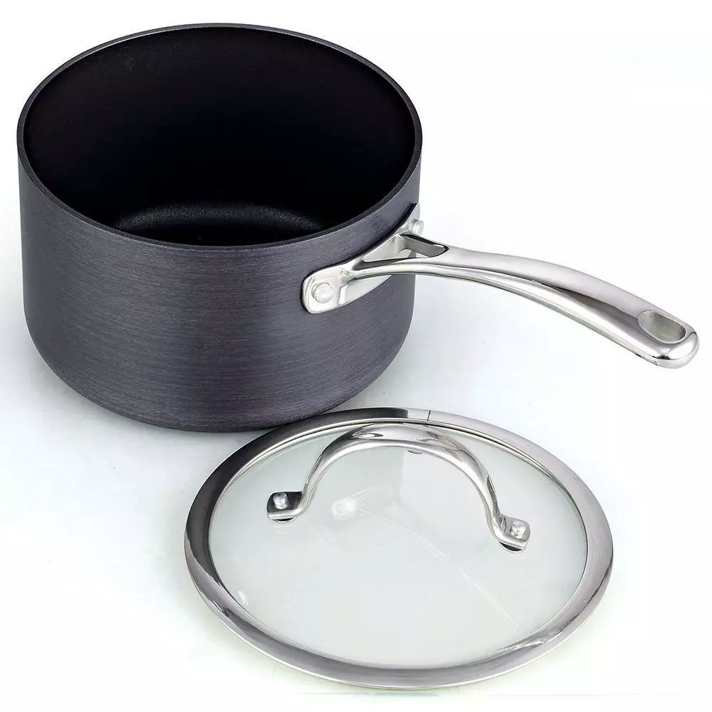 3 qt. Hard-Anodized Aluminum Nonstick Sauce Pan in Black with Glass Lid by Cooks Standard 4 3 qt. Hard-Anodized Aluminum Nonstick Sauce Pan in Black with Glass Lid by Cooks Standard - Image 2