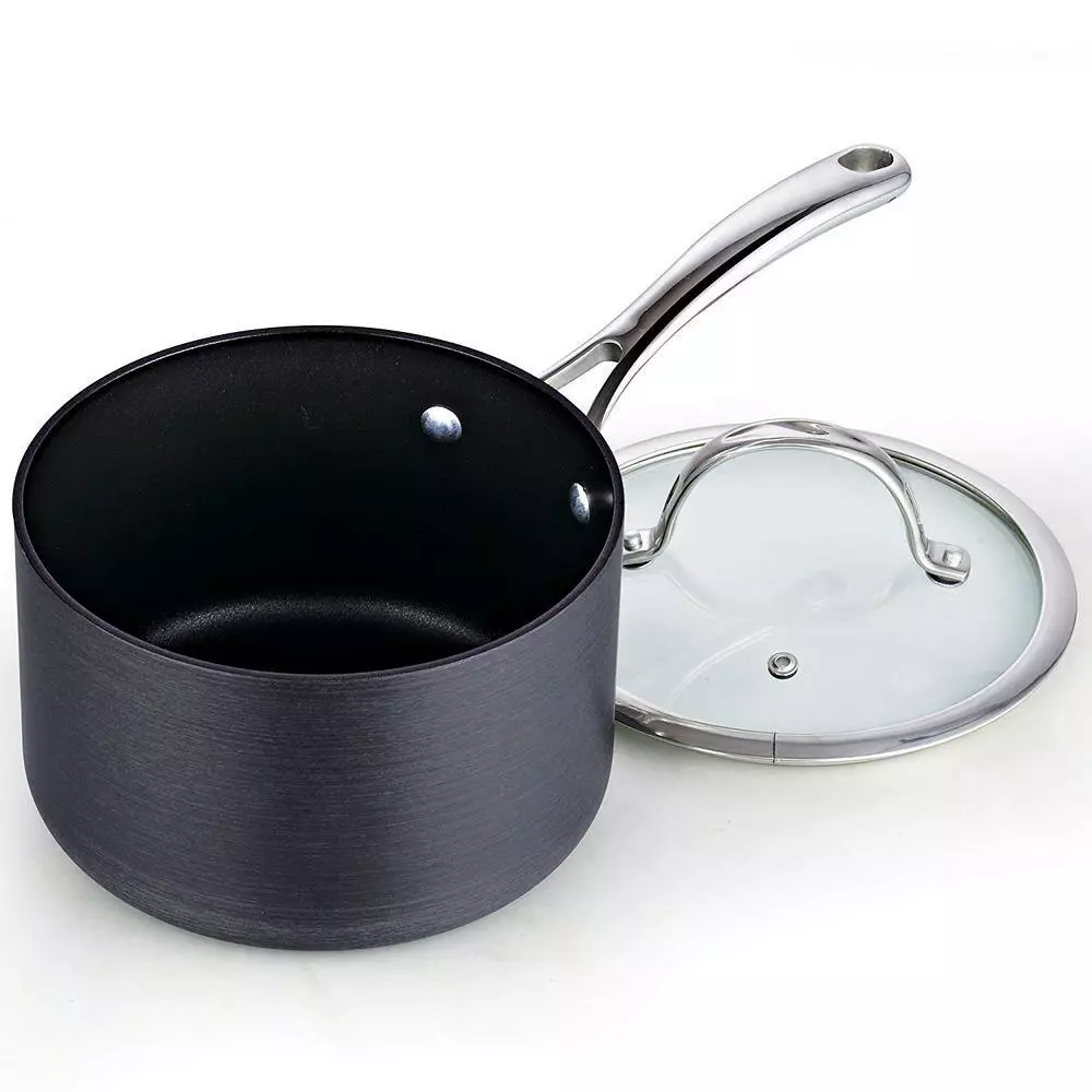 3 qt. Hard-Anodized Aluminum Nonstick Sauce Pan in Black with Glass Lid by Cooks Standard 5 3 qt. Hard-Anodized Aluminum Nonstick Sauce Pan in Black with Glass Lid by Cooks Standard - Image 3